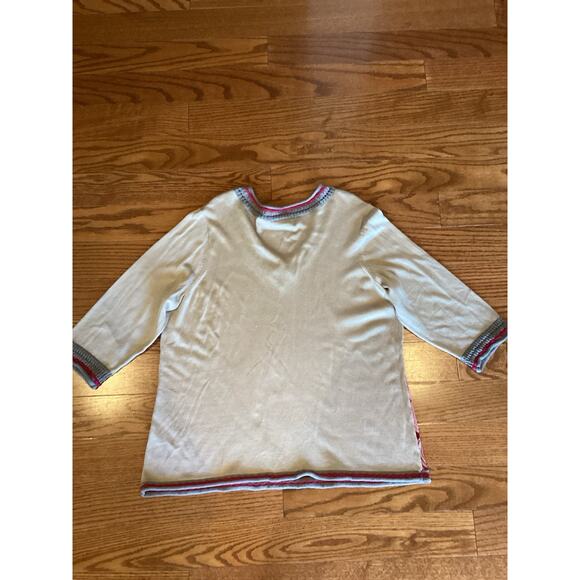 JH Collectibles Woman Beige Coral Pattern V Neck Sweater 1X - Picture 2 of 3